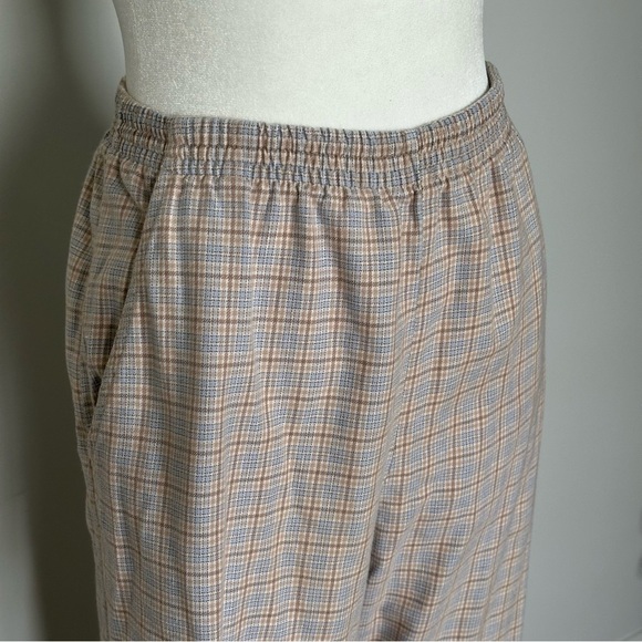 Jantzen Classics Cream Brown Blue Plaid Straight Leg Pants with Pockets - Picture 6 of 6